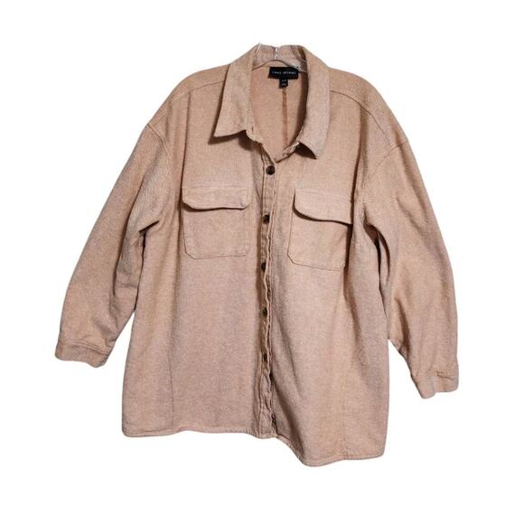Lane Bryant Shacket Jacket Shirt Top Cotton Pockets Orange White Ladies 22/24 - Picture 1 of 9